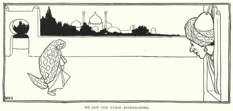 Han så sykepleieren nærme seg (gravering) av William Heath Robinson