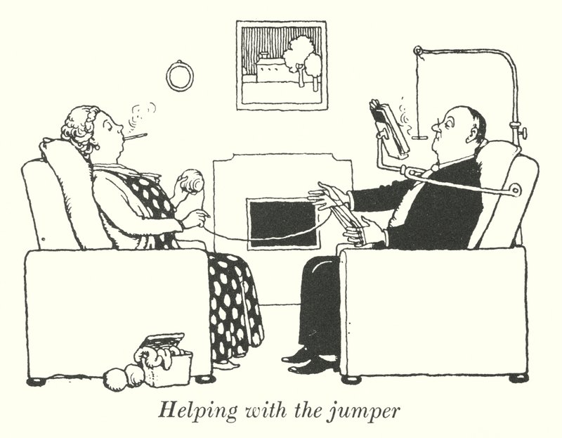 Hjelper med jumperen (litho) av William Heath Robinson