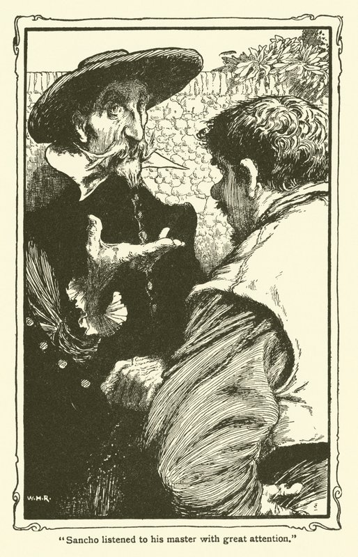 Illustrasjon for Don Quixote (litho) av William Heath Robinson