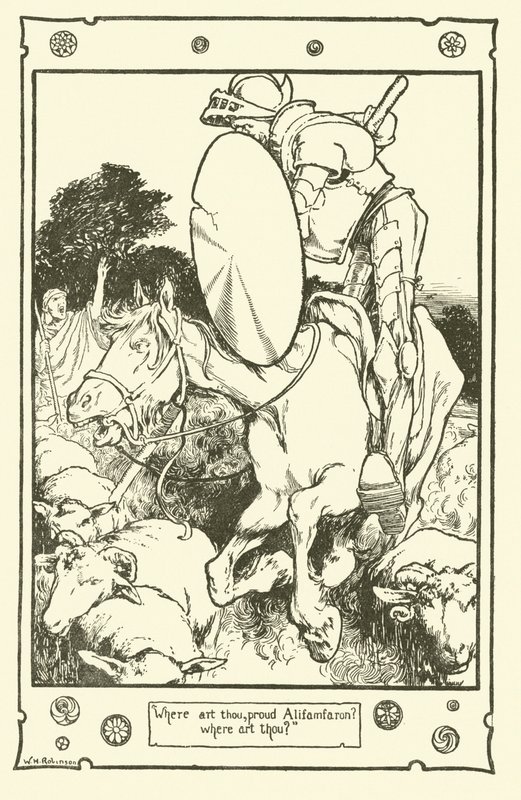 Illustrasjon for Don Quixote (litho) av William Heath Robinson