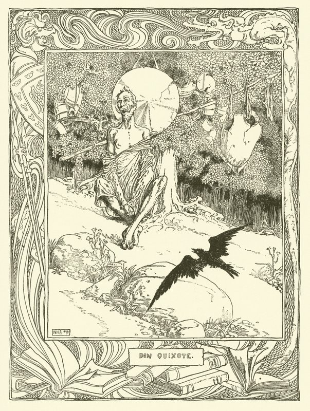 Illustrasjon for Don Quixote (litho) av William Heath Robinson