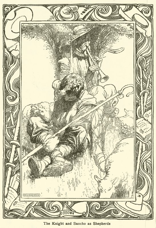 Illustrasjon for Don Quixote (litho) av William Heath Robinson