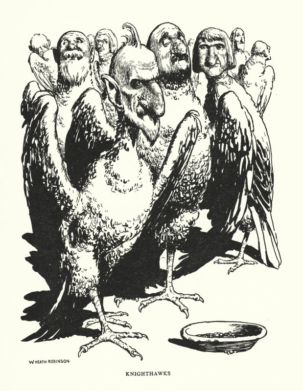 Knighthawks (litho) av William Heath Robinson