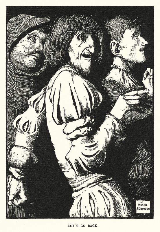 La oss gå tilbake (litho) av William Heath Robinson
