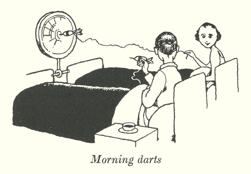 Morgen dart (litho) av William Heath Robinson