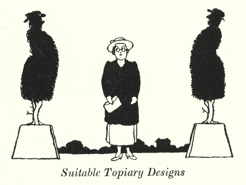 Egnet topiary-design (litho) av William Heath Robinson
