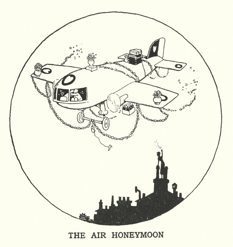 The Air Honeymoon (litho) av William Heath Robinson