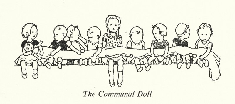 Den felles dukken (litho) av William Heath Robinson