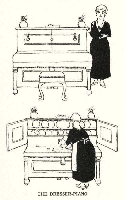The Dresser-Piano (litho) av William Heath Robinson