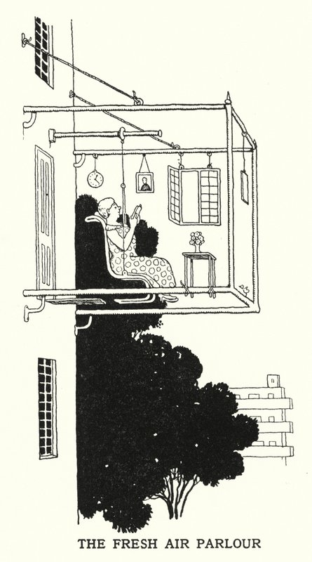 The Fresh Air Parlor (litho) av William Heath Robinson