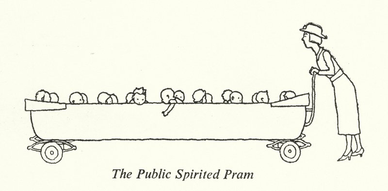 The Public Spirited Pram (litho) av William Heath Robinson