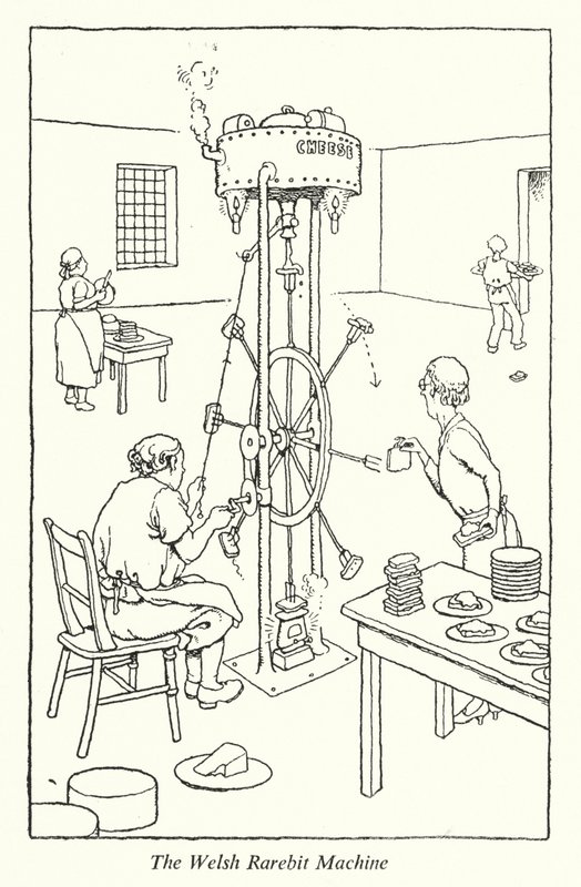 The Welsh Rarebit Machine (litho) av William Heath Robinson