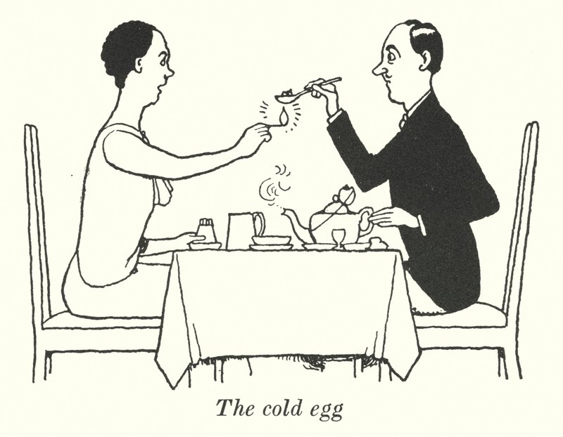 Det kalde egget (litho) av William Heath Robinson