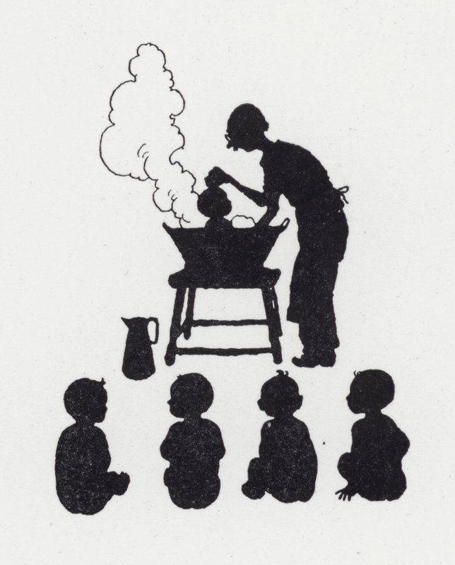 Vaske babyer (litho) av William Heath Robinson