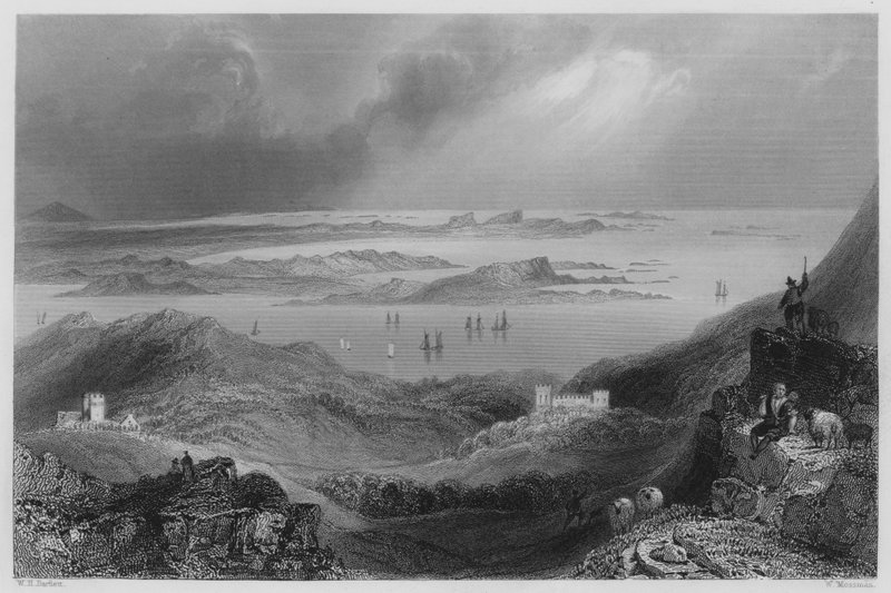 Clifden Castle, Connemara (gravering) av William Henry (after) Bartlett