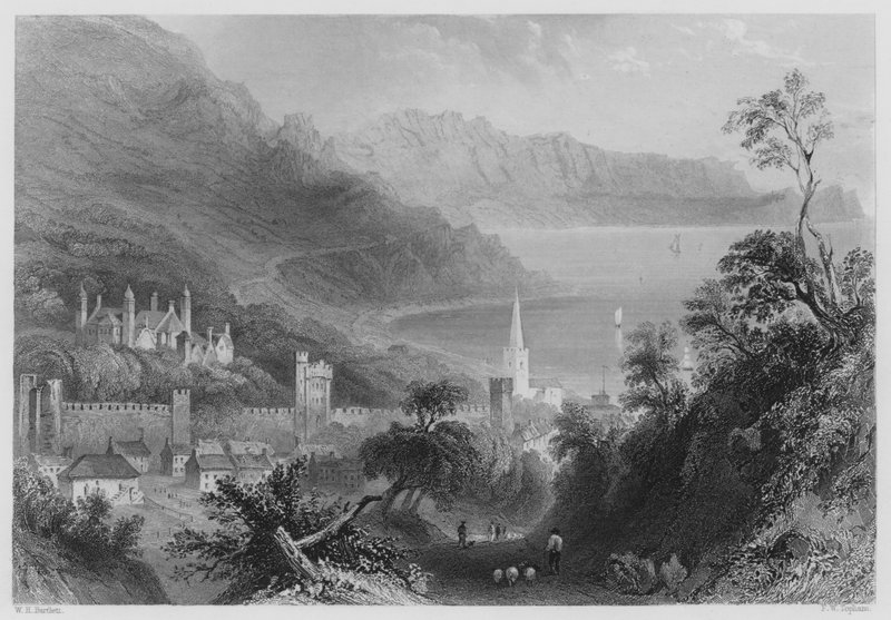 Glenarm (gravering) av William Henry (after) Bartlett