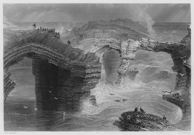 Natural Bridges, nær Kilkee (gravering) av William Henry (after) Bartlett