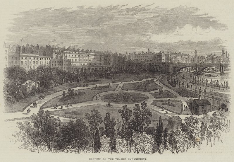 Hager på Themsen Embankment av William Henry Pike