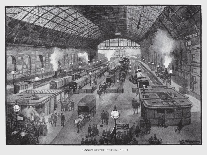 Cannon Street Station, natt (litho) av William Luker