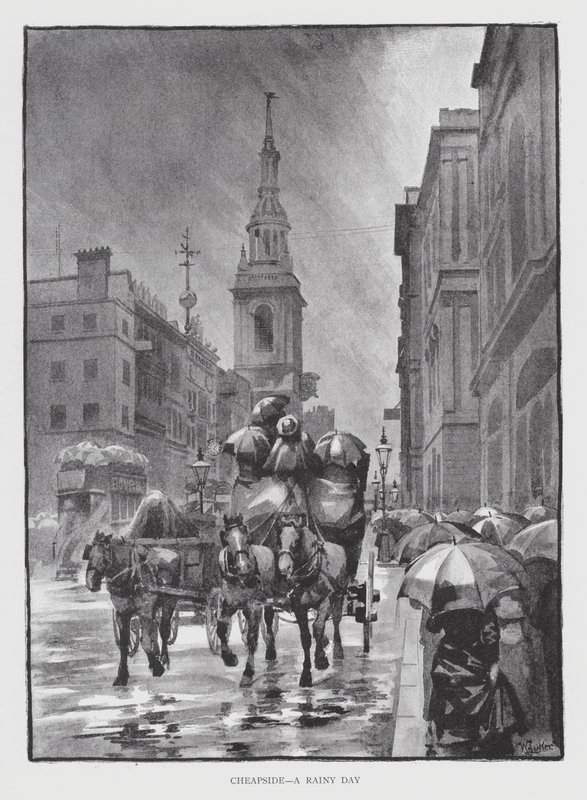 Cheapside, a Rainy Day (litho) av William Luker