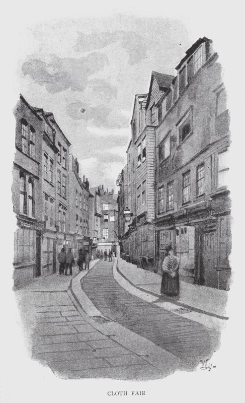 Cloth Fair (litho) av William Luker