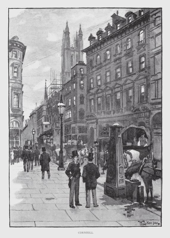 Cornhill (litho) av William Luker
