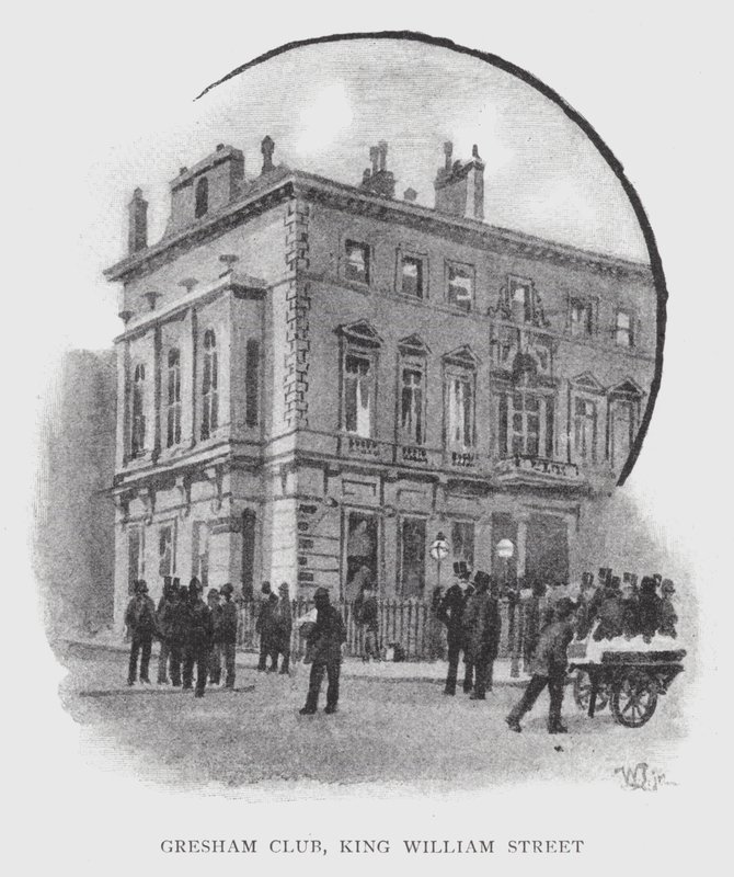 Gresham Club, King William Street (litho) av William Luker
