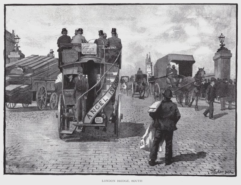 London Bridge, sør (litho) av William Luker