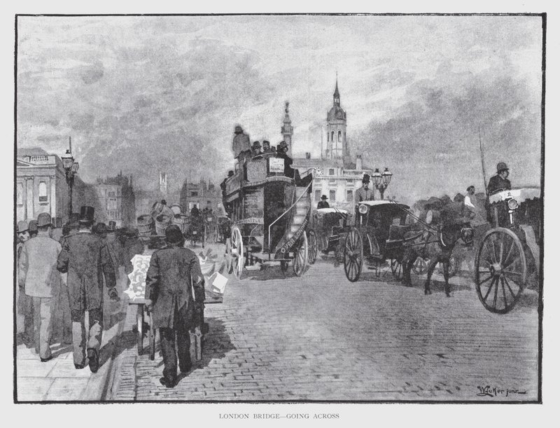 London Bridge, går over (litho) av William Luker