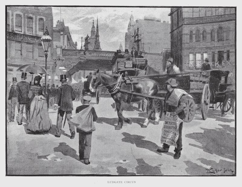 Ludgate Circus (litho) av William Luker
