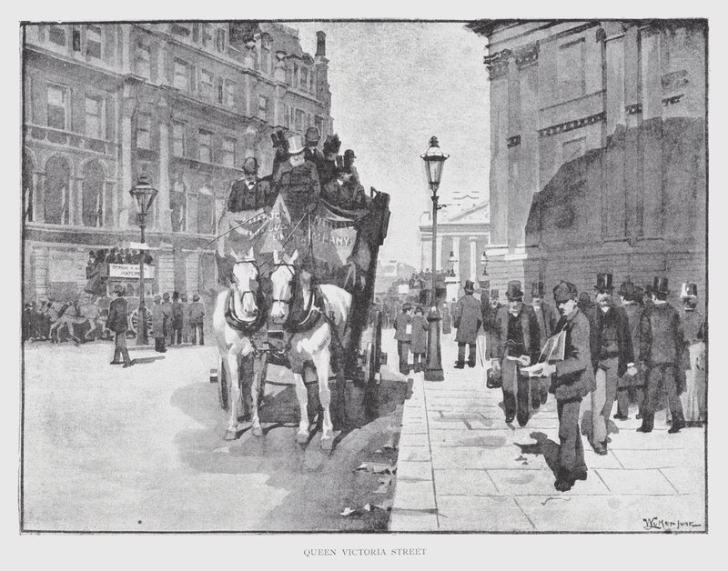 Queen Victoria Street (litho) av William Luker