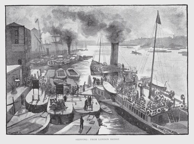 Frakt, fra London Bridge (litho) av William Luker