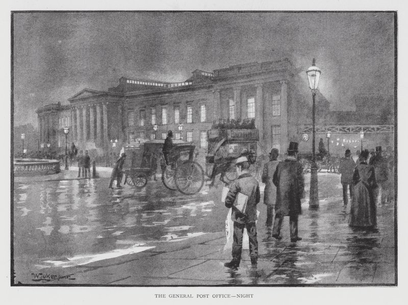 Det generelle postkontoret, natt (litho) av William Luker