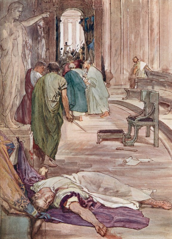 The Murder of Caesar (farge litho) av William Rainey