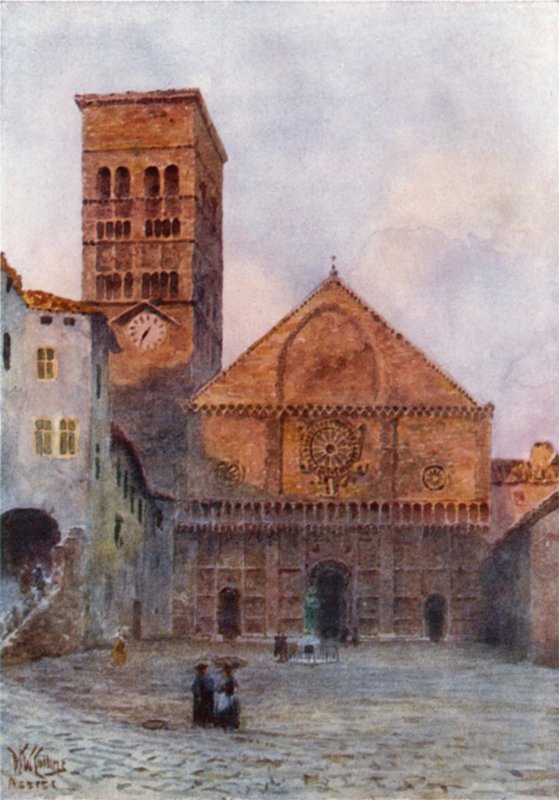 Assisi. Katedralen (farge litho) av William Wiehe Collins