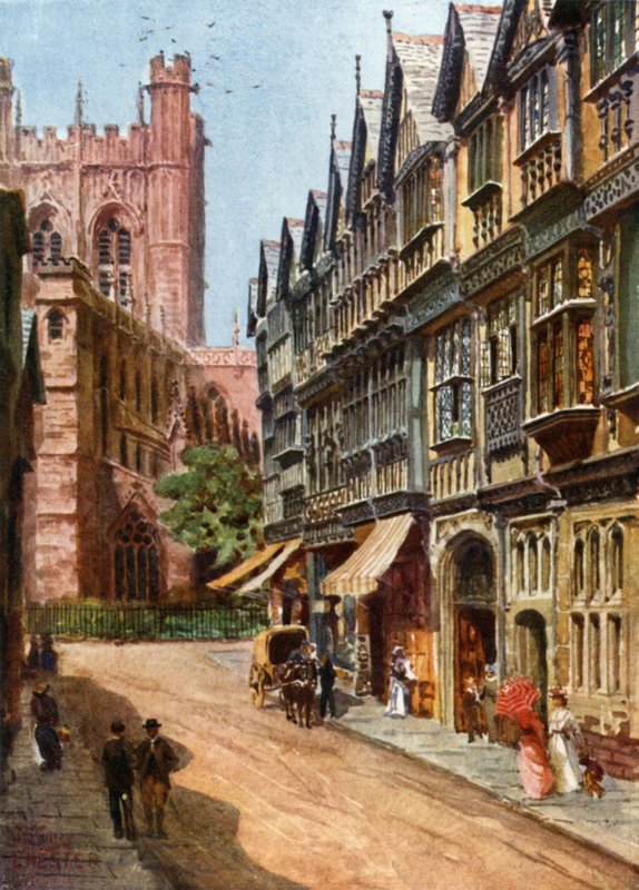 Chester, St. Werburgh Street (litho-farge) av William Wiehe Collins