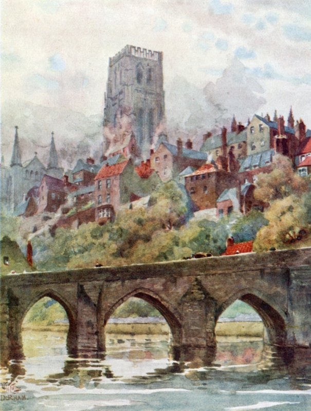 Durham, Elvet Bridge (farge litho) av William Wiehe Collins