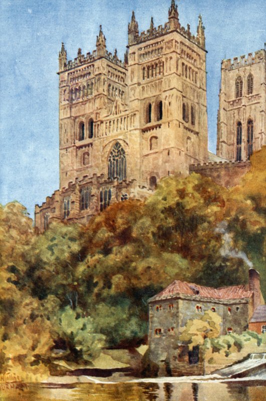 Durham, Western Towers (farge litho) av William Wiehe Collins