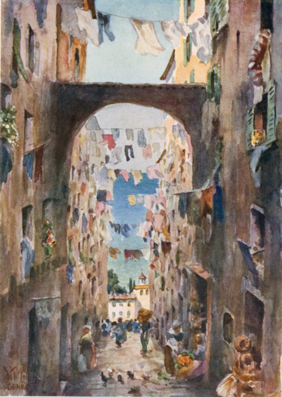 Genova. An Old Street (farge litho) av William Wiehe Collins
