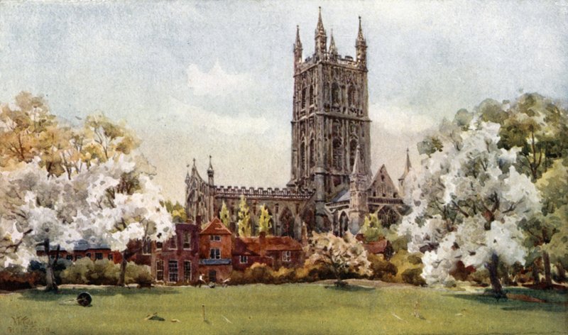 Gloucester fra Paddock (farge litho) av William Wiehe Collins