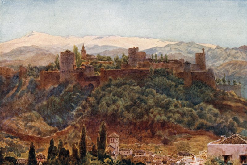 Granada, Alhambra (farge litho) av William Wiehe Collins