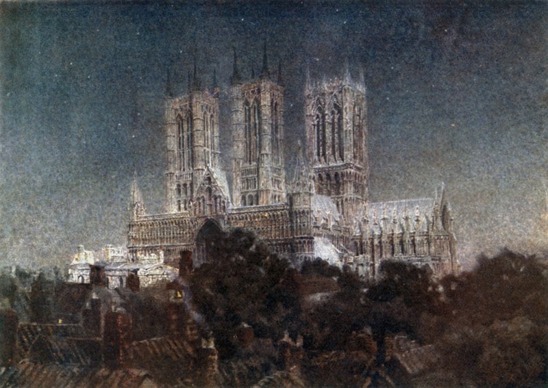 Lincoln, av Moonlight (farge litho) av William Wiehe Collins