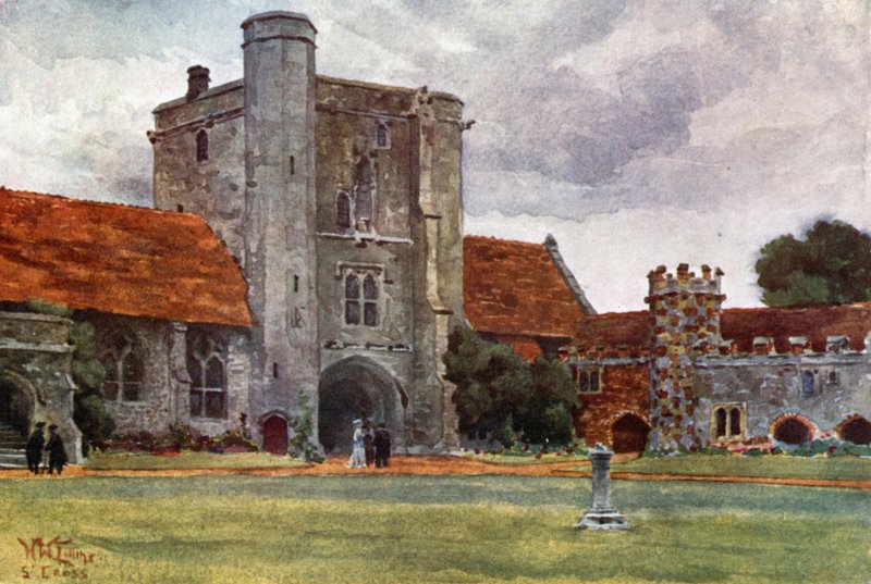 Winchester, St. Cross (farge litho) av William Wiehe Collins