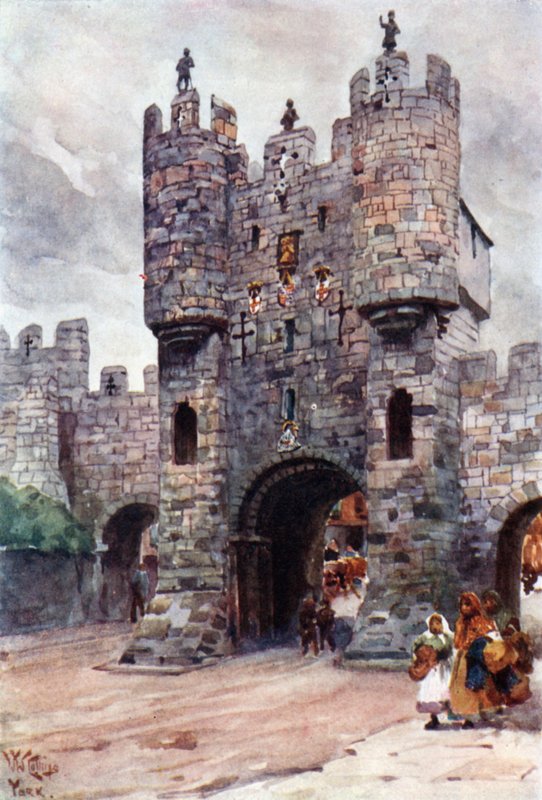 York, Micklegate Bar (farge litho) av William Wiehe Collins