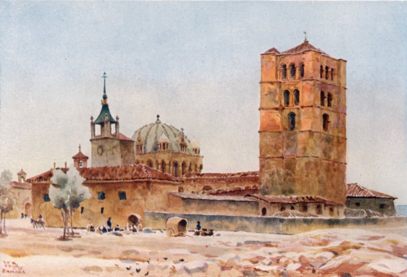 Zamora, katedralen (farge litho) av William Wiehe Collins