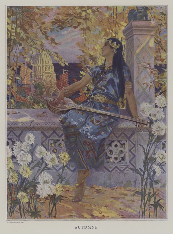 Automne (høst) (farge litho) av William de Leftwich (after) Dodge