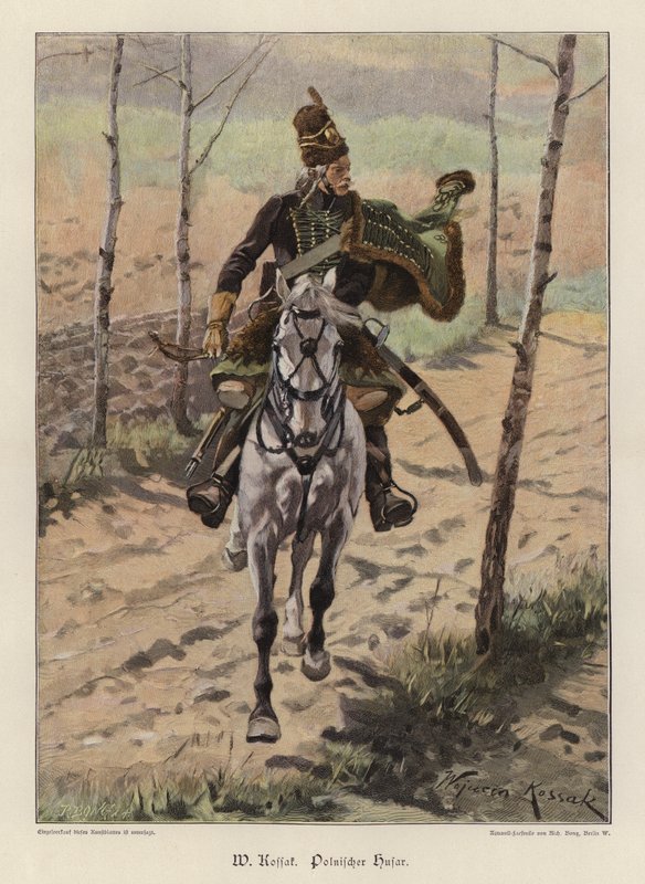 Polsk Hussar (farge litho) av Wojciech Kossak