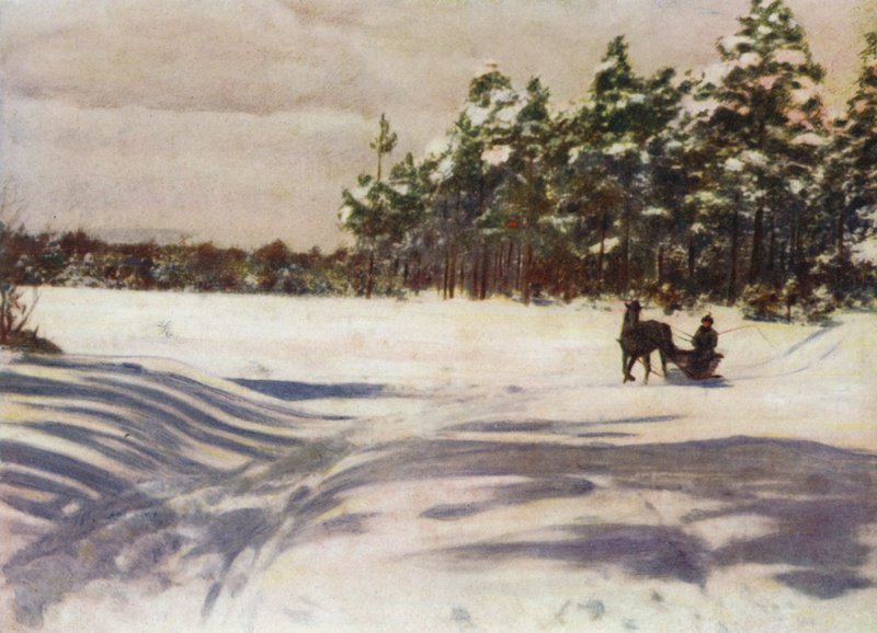 En vinterscene i Latvia av after A. Langfier