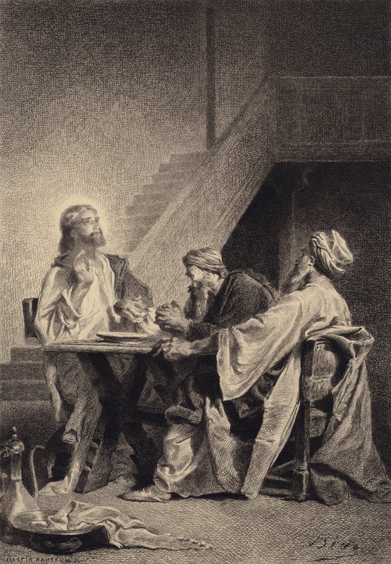 Jesus og disiplene i Emmaus av after Albert Robida