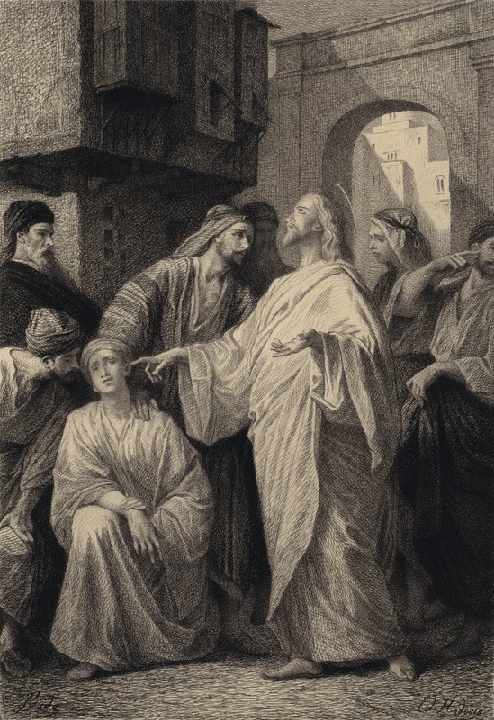 Jesus helbreder den døve av after Albert Robida